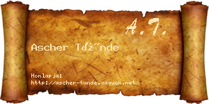 Ascher Tünde névjegykártya